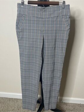 Soho Apparel Ltd‎ Women’s Black Blue Plaid Stretch Pull On Cropped Pants Sz M